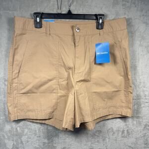 Columbia NEW Womens 5" Shorts Sz 16 Brown Holly Hideaway Washed Out Chino Zipper